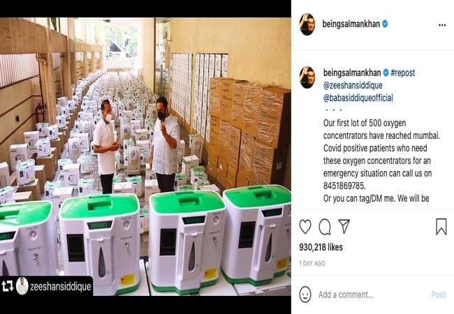 Oxygen Concentrator from Salman Khan